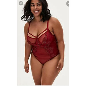 Torrid Red Harness Thong Bodysuit Lingerie 4